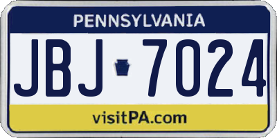 PA license plate JBJ7024