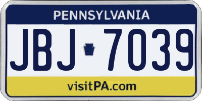 PA license plate JBJ7039