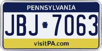 PA license plate JBJ7063
