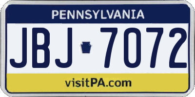 PA license plate JBJ7072