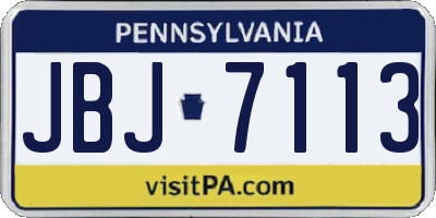 PA license plate JBJ7113