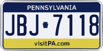 PA license plate JBJ7118