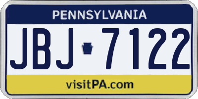 PA license plate JBJ7122