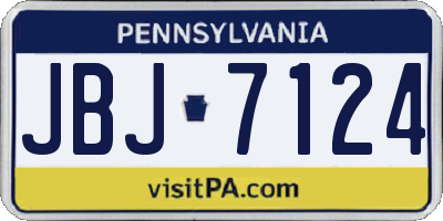PA license plate JBJ7124