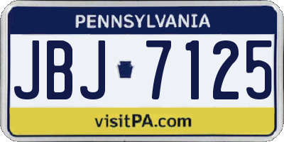 PA license plate JBJ7125