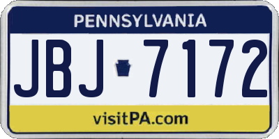 PA license plate JBJ7172
