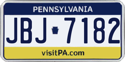 PA license plate JBJ7182