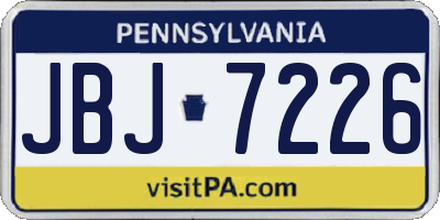 PA license plate JBJ7226