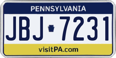PA license plate JBJ7231