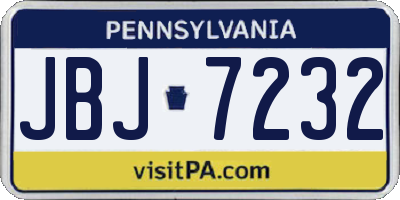 PA license plate JBJ7232