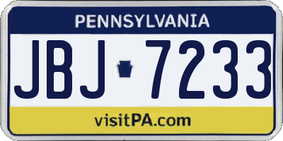 PA license plate JBJ7233