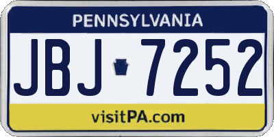 PA license plate JBJ7252