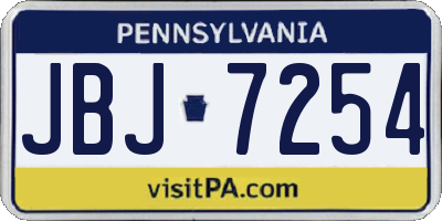 PA license plate JBJ7254