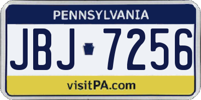 PA license plate JBJ7256