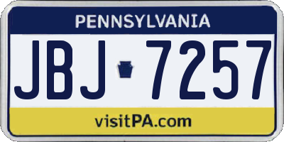 PA license plate JBJ7257