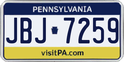 PA license plate JBJ7259