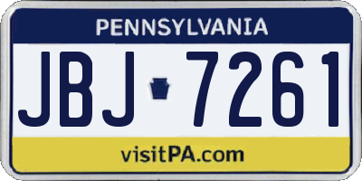 PA license plate JBJ7261