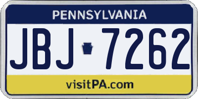 PA license plate JBJ7262