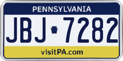 PA license plate JBJ7282