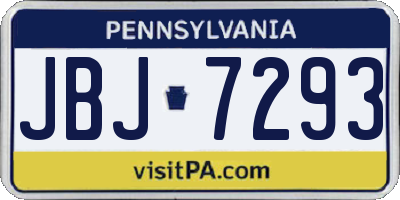 PA license plate JBJ7293