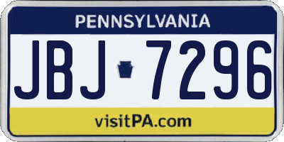 PA license plate JBJ7296