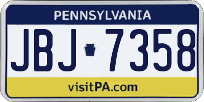 PA license plate JBJ7358