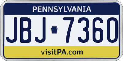 PA license plate JBJ7360