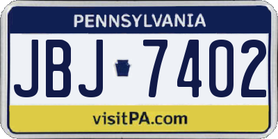 PA license plate JBJ7402