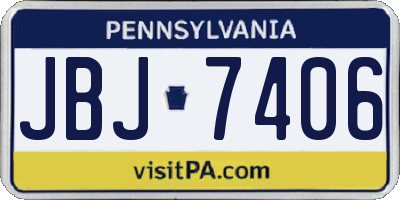 PA license plate JBJ7406