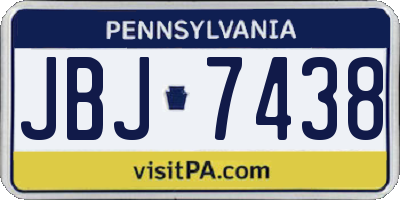 PA license plate JBJ7438