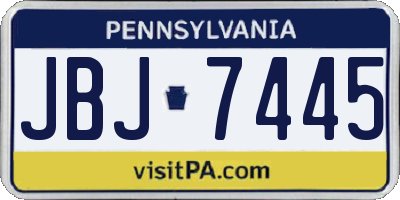 PA license plate JBJ7445