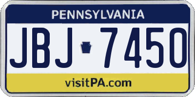 PA license plate JBJ7450