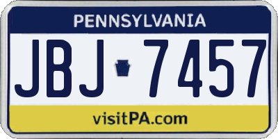 PA license plate JBJ7457