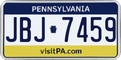 PA license plate JBJ7459