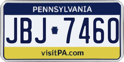 PA license plate JBJ7460