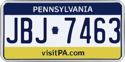 PA license plate JBJ7463