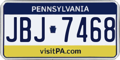 PA license plate JBJ7468