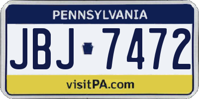 PA license plate JBJ7472