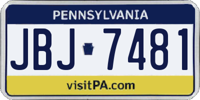 PA license plate JBJ7481