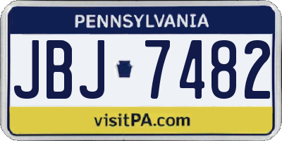 PA license plate JBJ7482