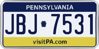 PA license plate JBJ7531