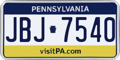 PA license plate JBJ7540
