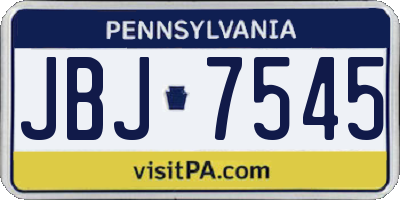 PA license plate JBJ7545