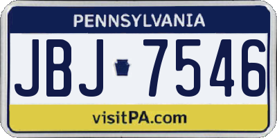 PA license plate JBJ7546