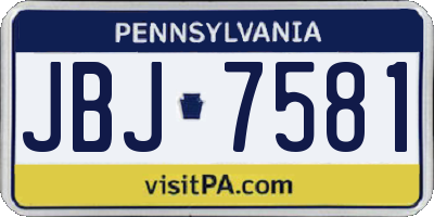 PA license plate JBJ7581
