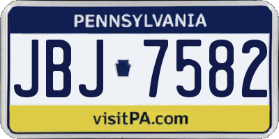 PA license plate JBJ7582