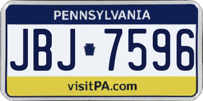 PA license plate JBJ7596