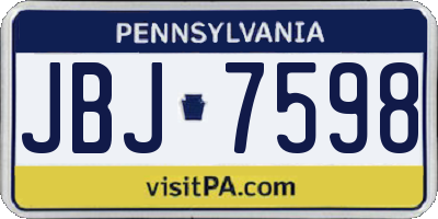 PA license plate JBJ7598