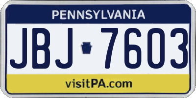 PA license plate JBJ7603