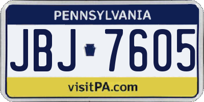 PA license plate JBJ7605
